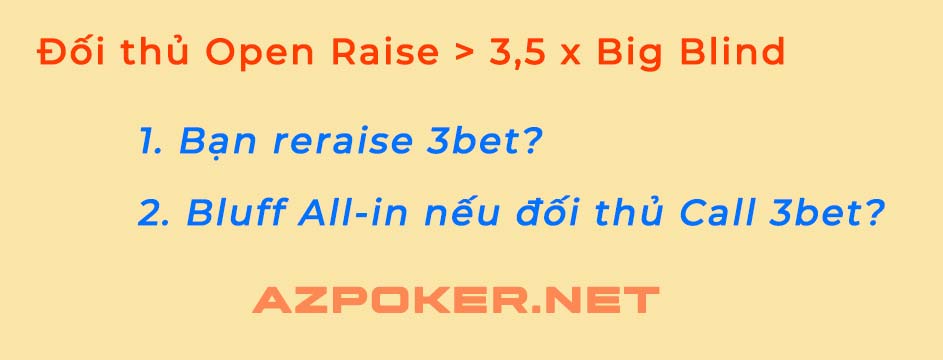 đối thủ Open Raise, đối thủ open raise preflop, Open raise lớn hơn 3.5 BB, cách chơi poker khi đối thủ open raise lớn
